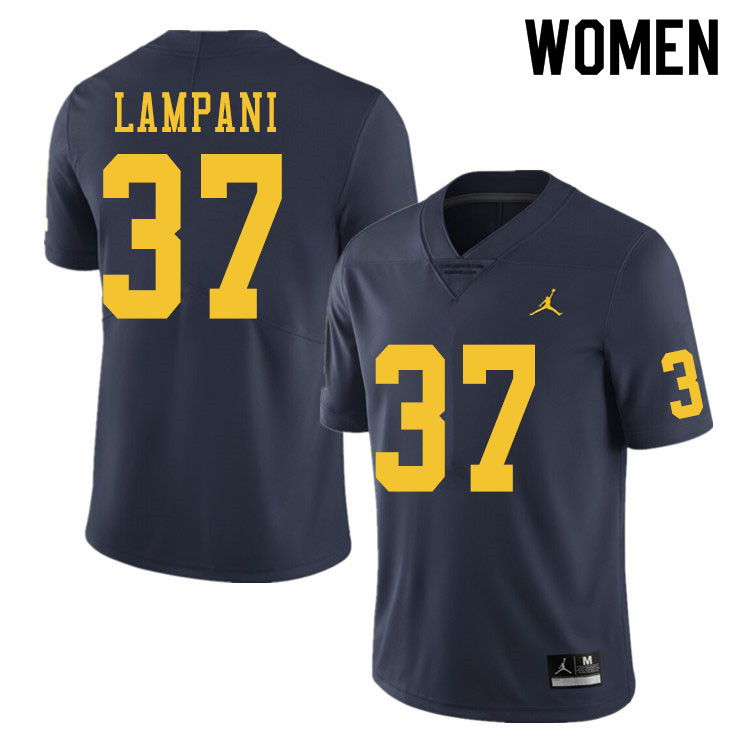 Women #37 Jonathan Lampani Michigan Wolverines College Football Jerseys Sale-Navy